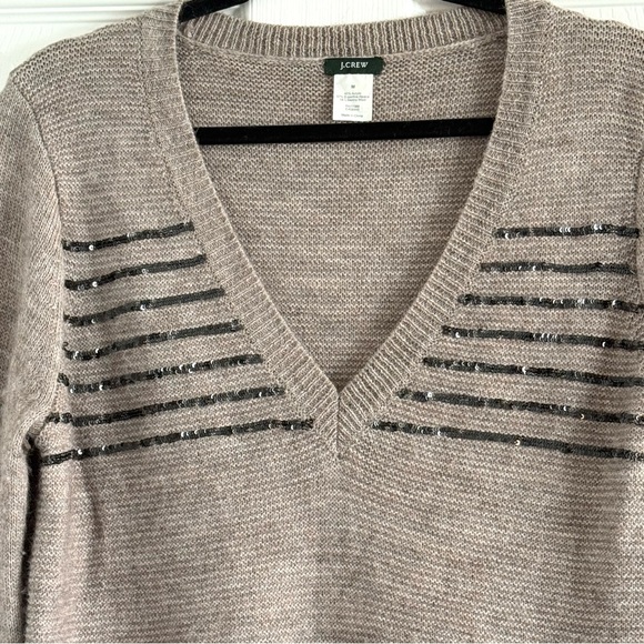 J.Crew Beige and Black Striped V-Neck Sweater - Picture 6 of 8